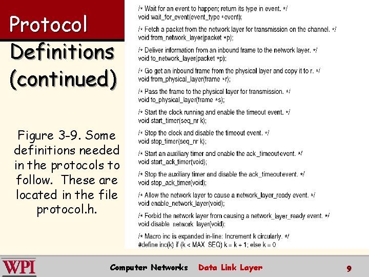 Protocol Definitions (continued) Figure 3 -9. Some definitions needed in the protocols to follow.