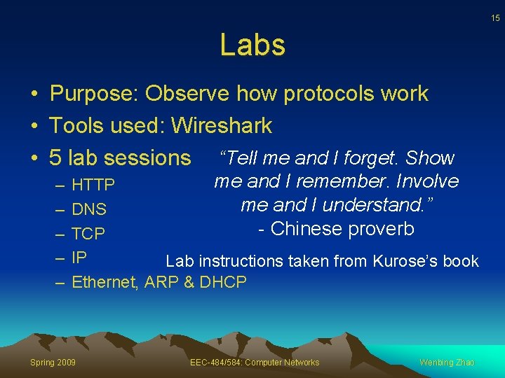 15 Labs • Purpose: Observe how protocols work • Tools used: Wireshark • 5