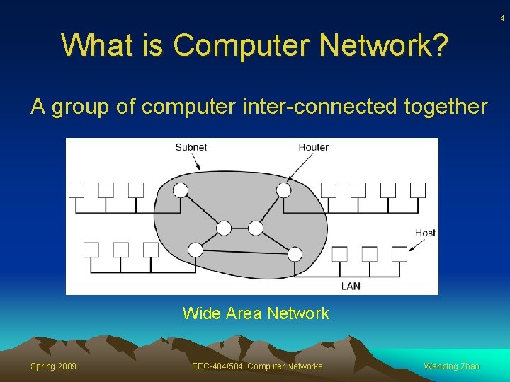 4 What is Computer Network? A group of computer inter-connected together Wide Area Network