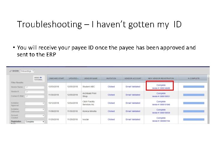 Troubleshooting – I haven’t gotten my ID • You will receive your payee ID