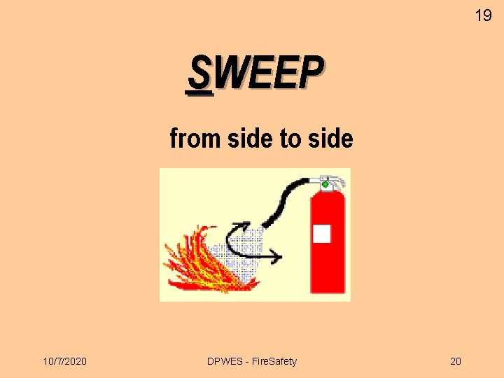 19 SWEEP from side to side 10/7/2020 DPWES - Fire. Safety 20 