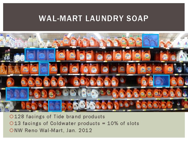 WAL-MART LAUNDRY SOAP 128 facings of Tide brand products 13 facings of Coldwater products