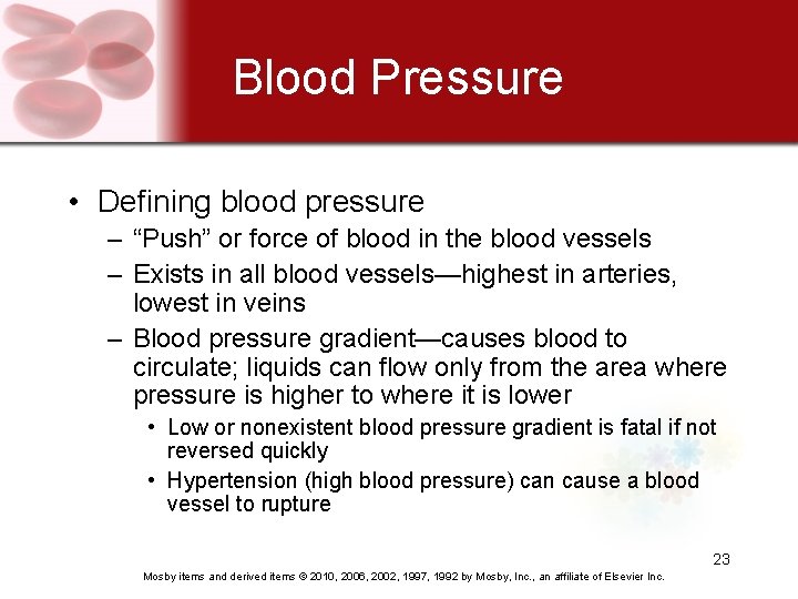 Blood Pressure • Defining blood pressure – “Push” or force of blood in the