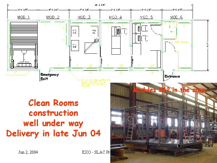 Emergency Exit Entrance Modules 1&2 in the shop Clean Rooms construction well under way