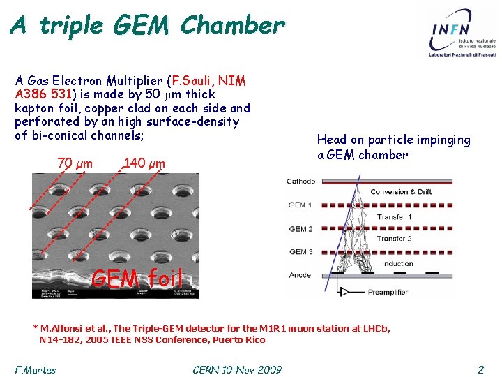 A triple GEM Chamber A Gas Electron Multiplier (F. Sauli, NIM A 386 531)
