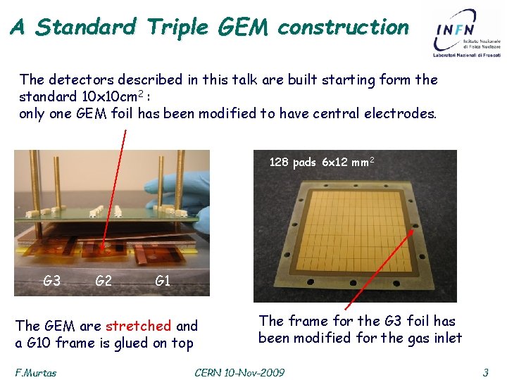 A Standard Triple GEM construction The detectors described in this talk are built starting