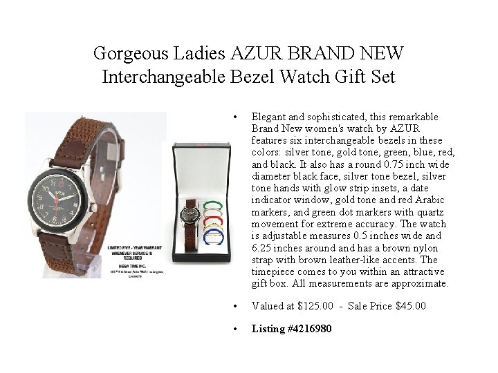 Gorgeous Ladies AZUR BRAND NEW Interchangeable Bezel Watch Gift Set • Elegant and sophisticated,