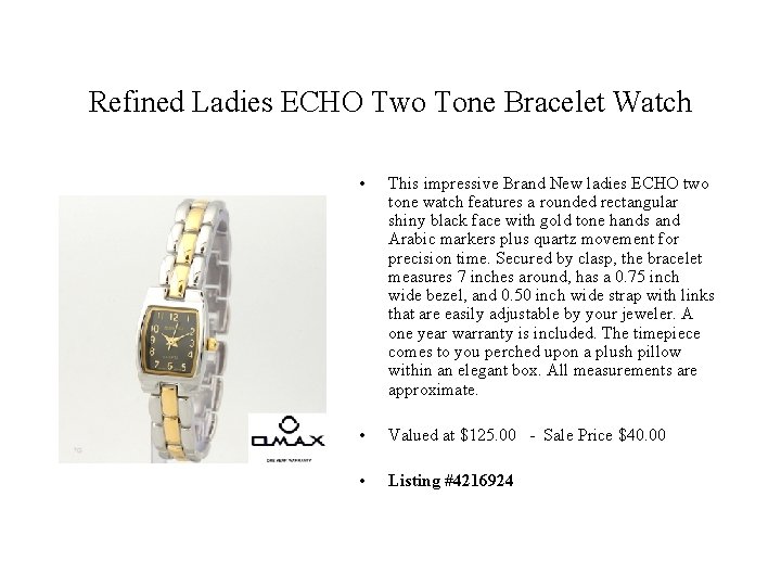 Refined Ladies ECHO Two Tone Bracelet Watch • This impressive Brand New ladies ECHO