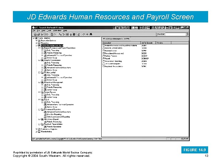 JD Edwards Human Resources and Payroll Screen Reprinted by permission of JD Edwards World