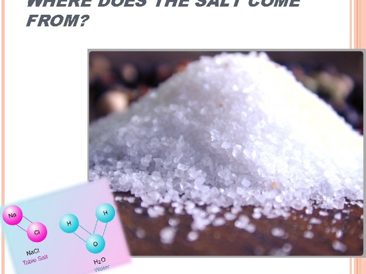 WHERE DOES THE SALT COME FROM? 