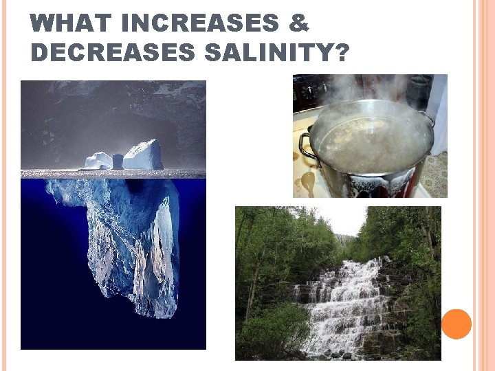 WHAT INCREASES & DECREASES SALINITY? 