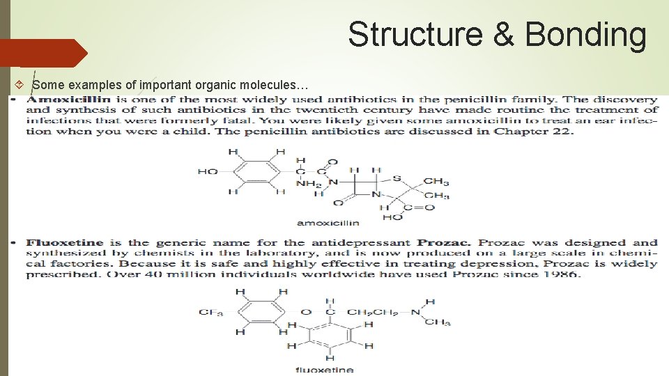 Structure & Bonding Some examples of important organic molecules… 