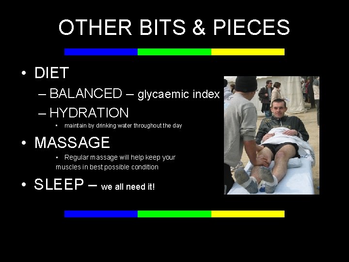 OTHER BITS & PIECES • DIET – BALANCED – glycaemic index – HYDRATION •