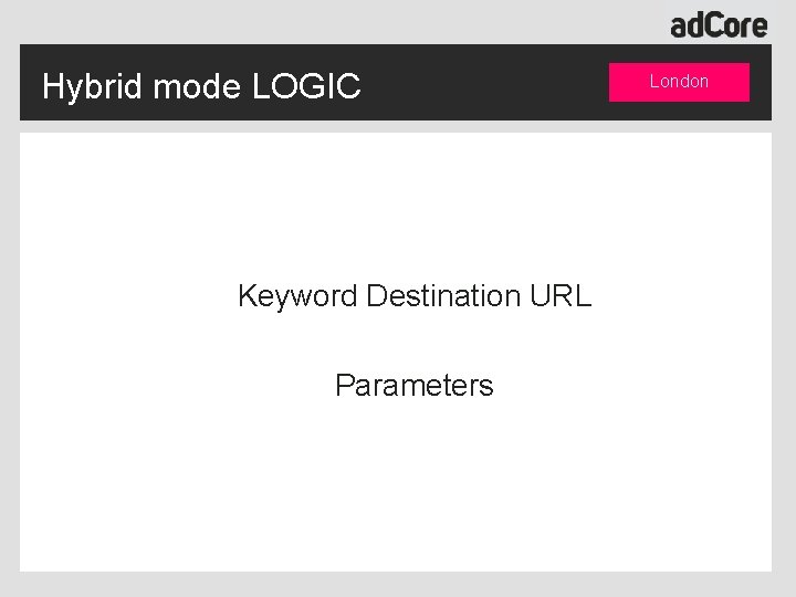Hybrid mode LOGIC Keyword Destination URL Parameters London 