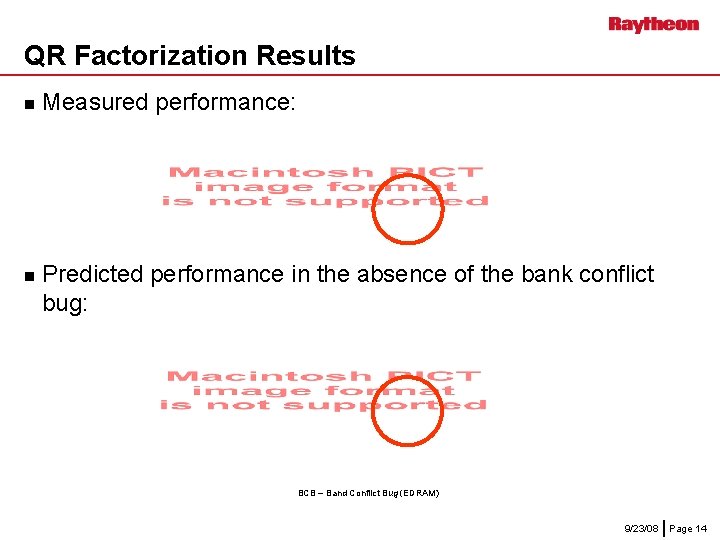 QR Factorization Results n n Measured performance: Predicted performance in the absence of the