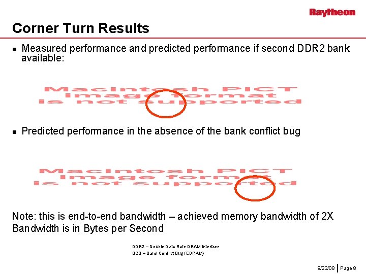 Corner Turn Results n n Measured performance and predicted performance if second DDR 2