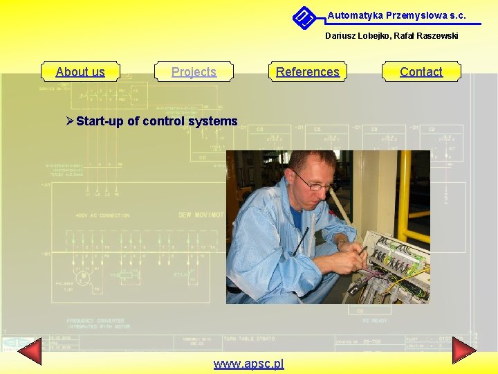 Automatyka Przemyslowa s. c. Dariusz Lobejko, Rafał Raszewski About us Projects References ØStart-up of