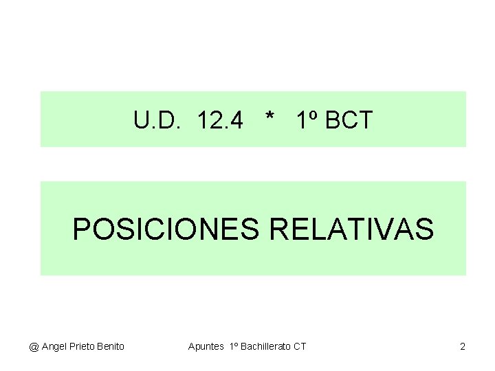 U. D. 12. 4 * 1º BCT POSICIONES RELATIVAS @ Angel Prieto Benito Apuntes