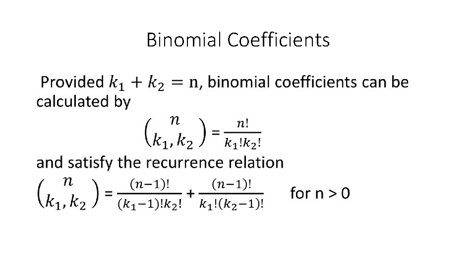 Binomial Coefficients • 