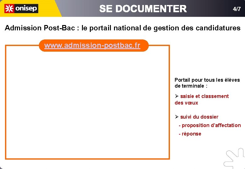 4/7 Admission Post-Bac : le portail national de gestion des candidatures www. admission-postbac. fr