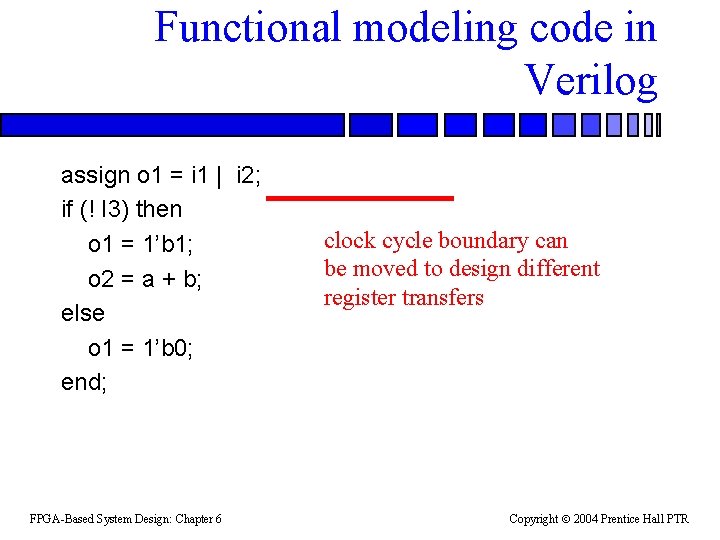 Functional modeling code in Verilog assign o 1 = i 1 | i 2;