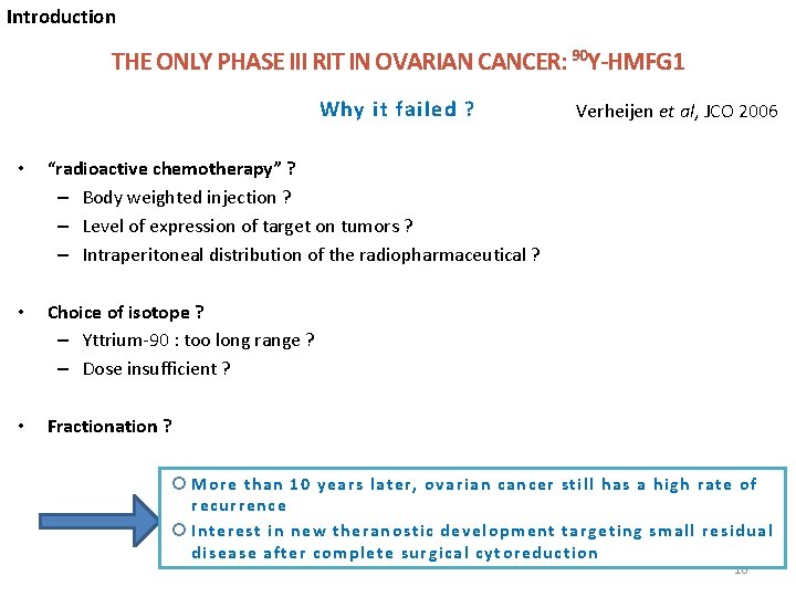 Introduction THE ONLY PHASE III RIT IN OVARIAN CANCER: 90 Y-HMFG 1 Why it