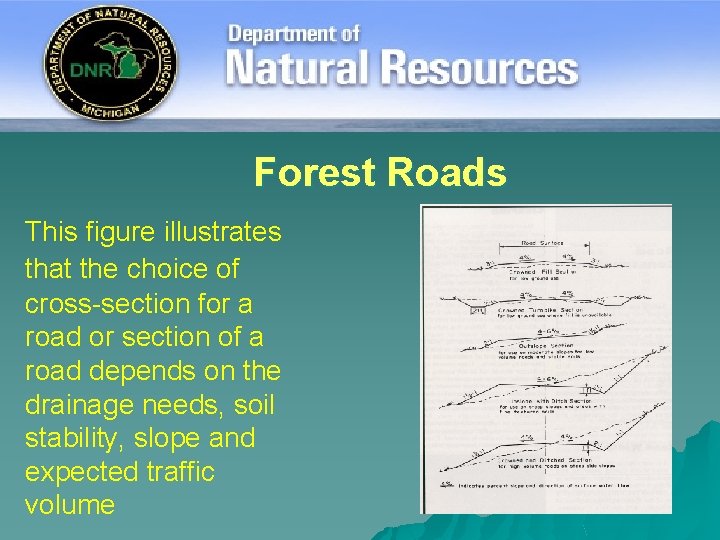 Forest Roads This figure illustrates that the choice of cross-section for a road or