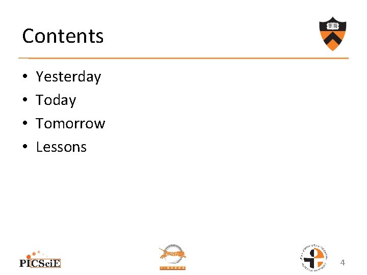 Contents • • Yesterday Tomorrow Lessons 4 