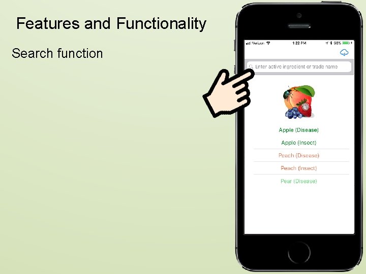 Features and Functionality Search function 