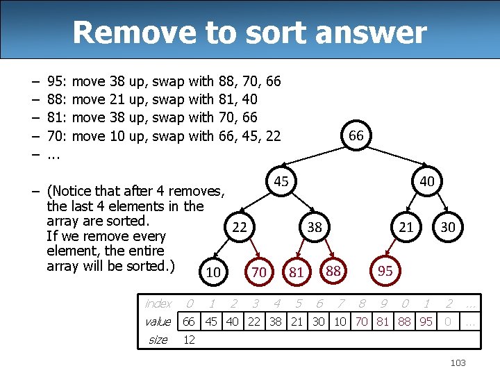 Remove to sort answer – – – 95: 88: 81: 70: . . .