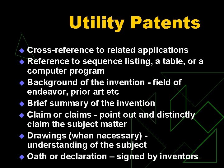 Utility Patents Cross-reference to related applications u Reference to sequence listing, a table, or