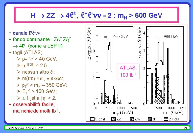 H ZZ 4ℓ±, ℓ+ℓ- - 2 : m. H > 600 Ge. V •