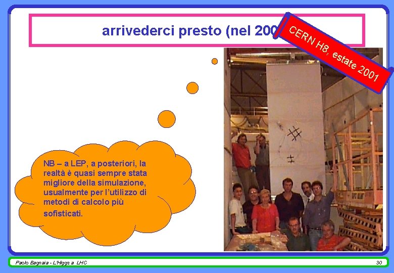 arrivederci presto (nel 200? )CERN H 8 , e sta te 20 0 1