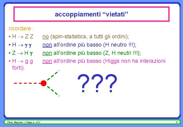 accoppiamenti “vietati” ricordare : • H Z Z • H • Z H •