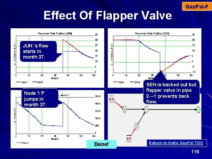 Effect Of Flapper Valve Gas. Pal-F JUN ‘s flow starts in month 37. SEN