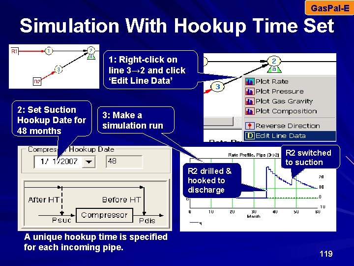 Gas. Pal-E Simulation With Hookup Time Set 1: Right-click on line 3→ 2 and