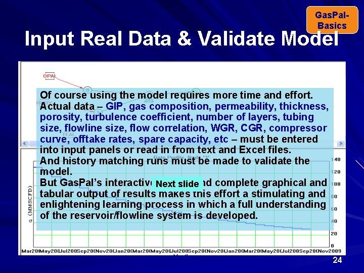Gas. Pal. Basics Input Real Data & Validate Model Of course using the model
