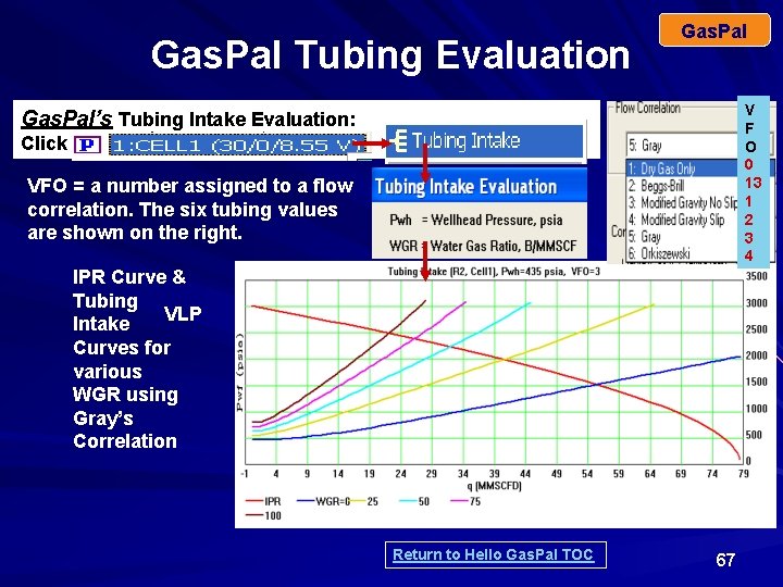 Gas. Pal Tubing Evaluation Gas. Pal V F O 0 13 1 2 3