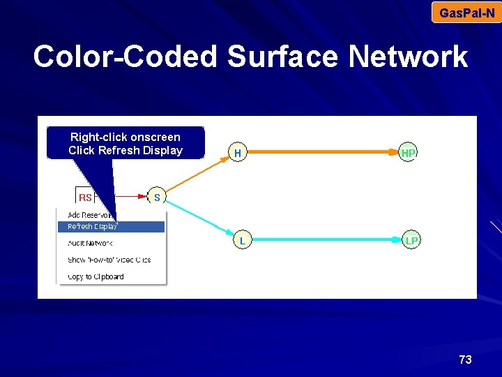 Gas. Pal-N Color-Coded Surface Network Right-click onscreen Click Refresh Display 73 