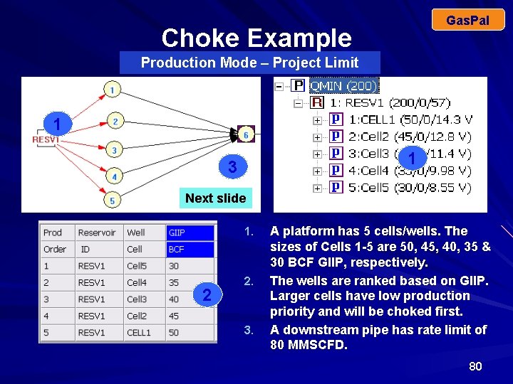 Gas. Pal Choke Example Production Mode – Project Limit 1 1 3 Next slide
