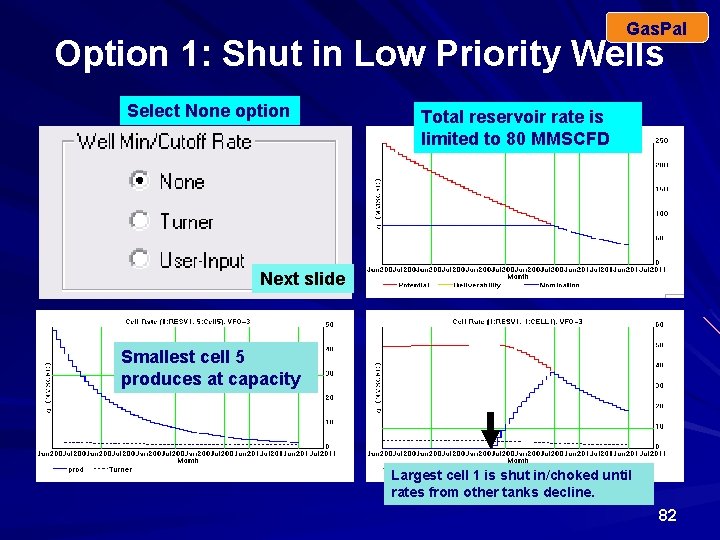 Gas. Pal Option 1: Shut in Low Priority Wells Select None option Total reservoir