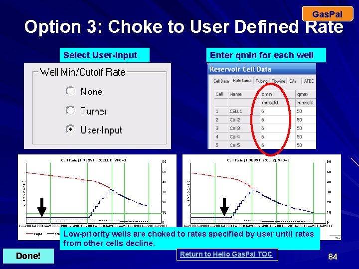 Gas. Pal Option 3: Choke to User Defined Rate Select User-Input Enter qmin for