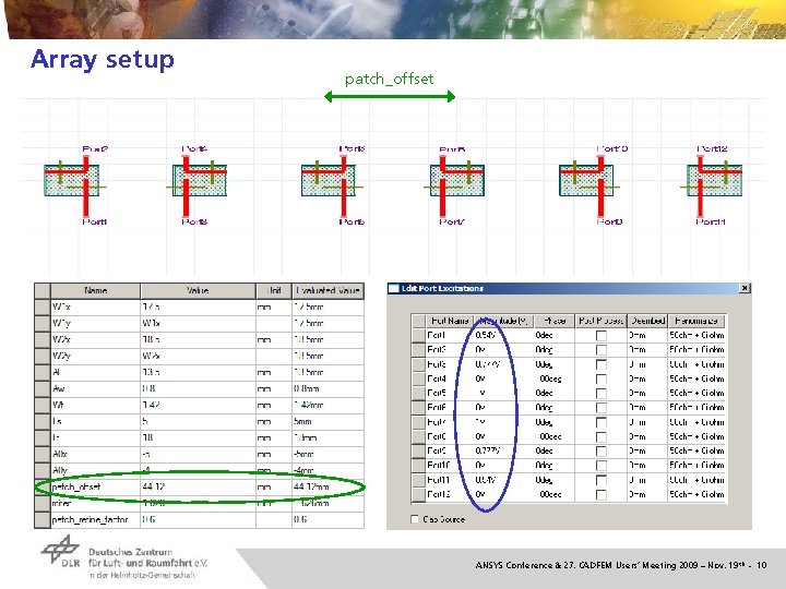 Array setup patch_offset ANSYS Conference & 27. CADFEM Users’ Meeting 2009 – Nov. 19