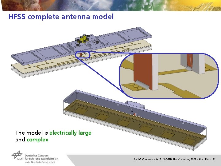 HFSS complete antenna model The model is electrically large and complex ANSYS Conference &