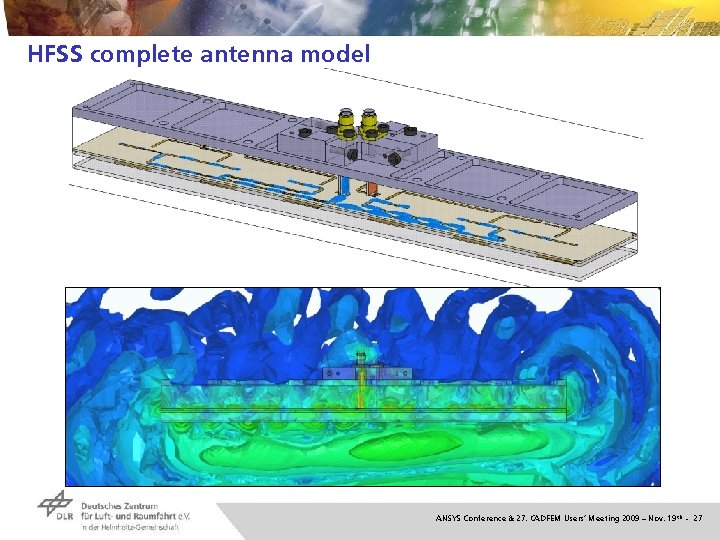 HFSS complete antenna model ANSYS Conference & 27. CADFEM Users’ Meeting 2009 – Nov.