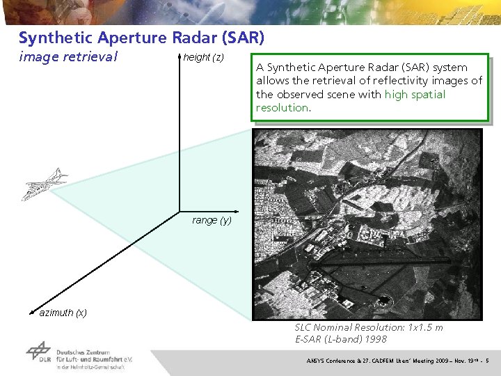 Synthetic Aperture Radar (SAR) image retrieval height (z) A Synthetic Aperture Radar (SAR) system