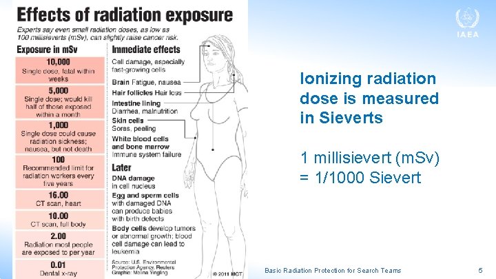 Ionizing radiation dose is measured in Sieverts 1 millisievert (m. Sv) = 1/1000 Sievert Ionizing radiation dose is measured in Sieverts 1 millisievert (m. Sv) = 1/1000 Sievert