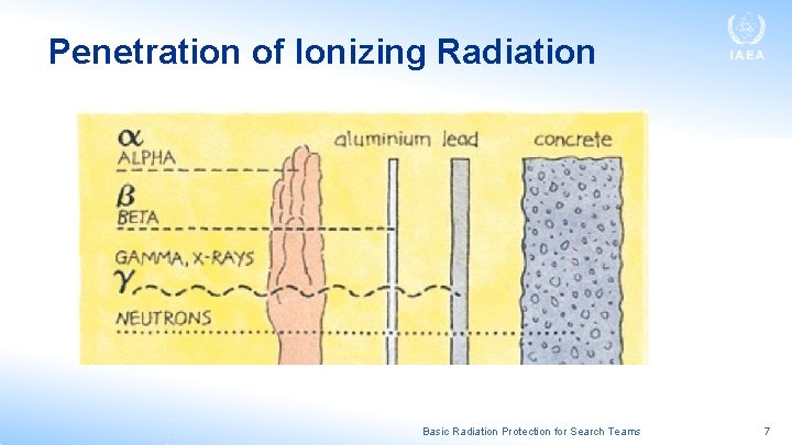 Penetration of Ionizing Radiation Basic Radiation Protection for Search Teams 7 Penetration of Ionizing Radiation Basic Radiation Protection for Search Teams 7