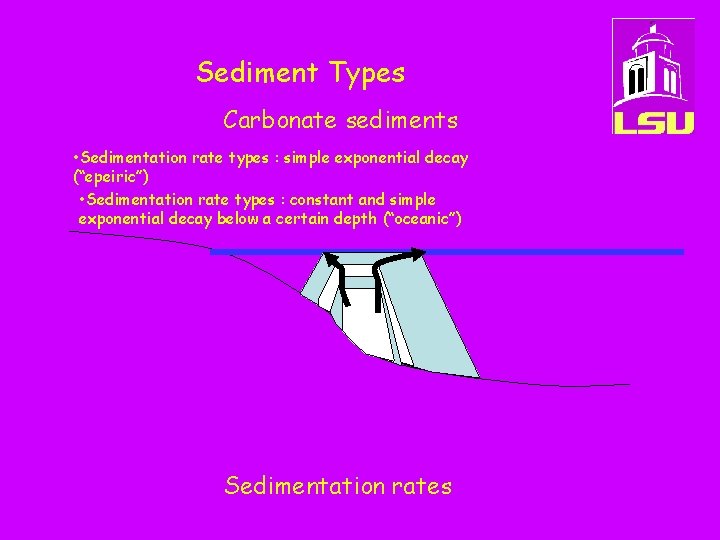 Sediment Types Carbonate sediments • Sedimentation rate types : simple exponential decay (“epeiric”) •