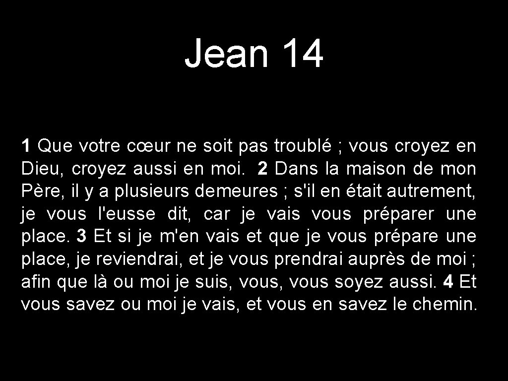 Jean 14 1 Que votre cœur ne soit pas troublé ; vous croyez en